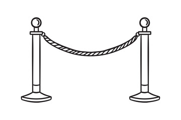 velvet rope barrier doodle hand drawn icon. Outline drawing velvet rope barrier line clipart symbol © Yanka