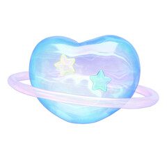 ぷっくりシール風3Dイラスト　ハートプラネット © 3Dfun