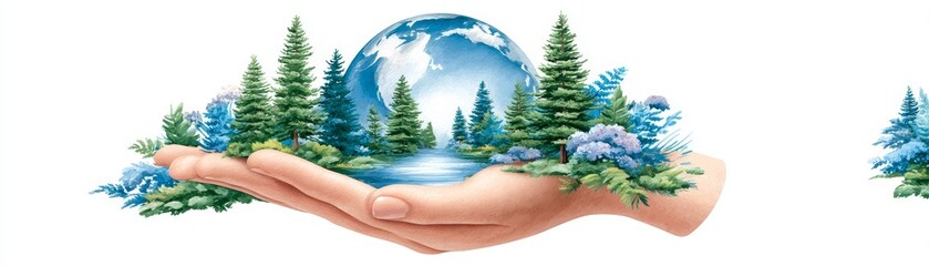 Protecting our planet a gentle hand cradles a moss-covered globe in nature eco-friendly environment close-up view