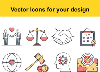 Business and legal concept vector icons