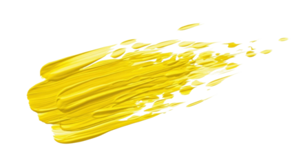 Dynamic yellow brush stroke splash on transparent background