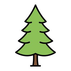 Outline icon of a pine tree or fir tree, in black and white minimalist forest style.