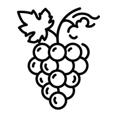 Outline Grape Icon in Minimal Line Style