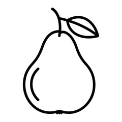 Outline Pear Icon in Minimalist Line Art Style