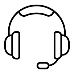 Outline Headset with Mic Icon in Minimal Line Art Style