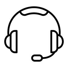 Outline Headset with Mic Icon in Minimal Line Art Style