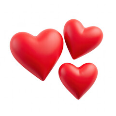 Obraz premium Three red hearts in varying sizes, symbolizing love and affection, create warm and inviting atmosphere