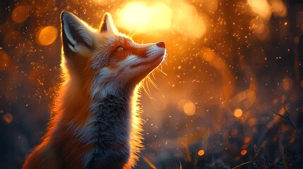 A fox whispers an idea in the golden light of the forest