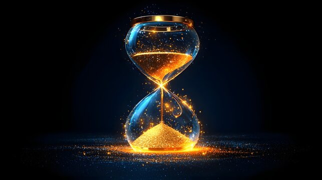 Elegant hourglass with swirling golden ribbon