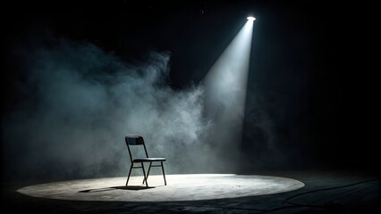 Empty Chair Under Spotlight – Moody Stage Scene for Editorial, Theater Poster, or Conceptual Branding