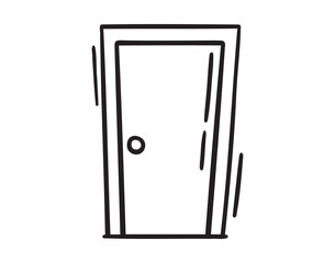 closed door icon doodle hand drawn. Outline drawing closed door line clipart symbol