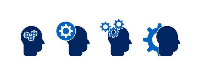 head with gears icon vector illustration. head with gear icon in flat style - stock vector.