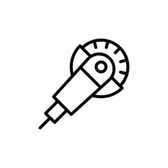 Grinder electric angle cutting disc machine tool icon vector illustration for construction repair workshop hardware outline style graphic design.