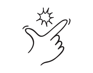 snapping finger doodle hand drawn icon. Outline drawing snapping finger line clipart symbol
