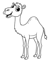 Cartoon Camel Outline with a Friendly Expression