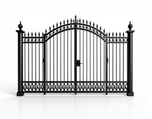 Elegant black wrought iron fence and gate, enhancing security curb appeal for residential properties