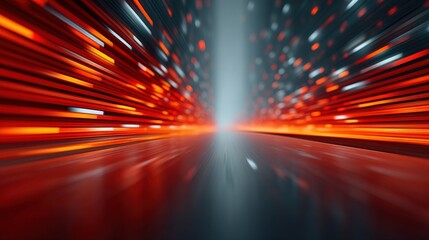 Minimal concept of Futuristic background, infinite tunnel visual with data spark overlays and curved light tracks, smooth flow dynamics and radial symmetry, immersive energy movement, future-facing