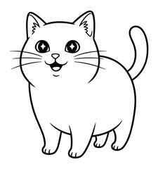 Obraz premium Cartoon Cat Outline with Sparkling Eyes and Happy Expression