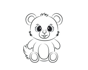 Teddy bear plush toy line art vector icon for apps and websites. cute bear