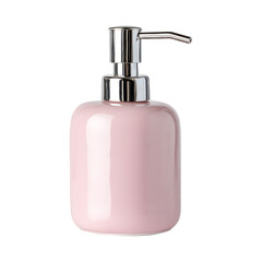 Pink ceramic soap dispenser with a silver pump stylish bathroom accessory
