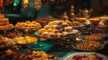 Assorted Pastries Displayed on Elegant Serving Dishes