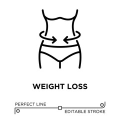 Vector line icon related to weight loss. Perfect Line. Editable Stroke.