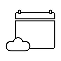 Calendar cloud icon. Data storage symbol. Sync event Vector. Upload schedule mark.