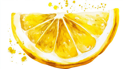Isolated watercolor lemon slice PNG, high-resolution, hand-drawn style, transparent background