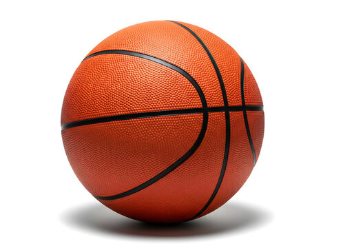 Close up of a standard orange basketball on a white background - Powered by Adobe