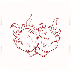 Minimalist vector art boxing gloves, line art