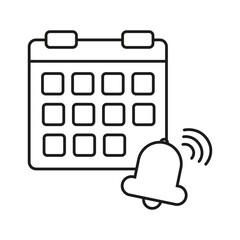 Calendar bell icon. Event reminder alert. Notification schedule Vector. Important date graphic.