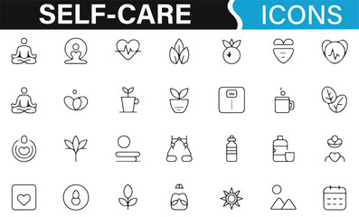 Icons for self-care, body treatment, and mindfulness practices