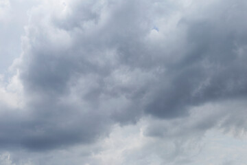 Grey rain cloud all over sky, weather and season background, nature concept