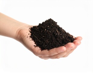 Isolated Handful of Natural Fertile Compost