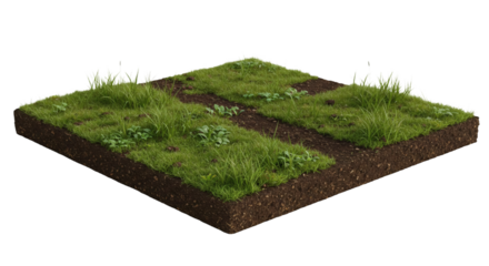 Detailed view of grassy patches over soil.