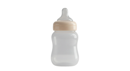 Empty baby bottle on a black background.