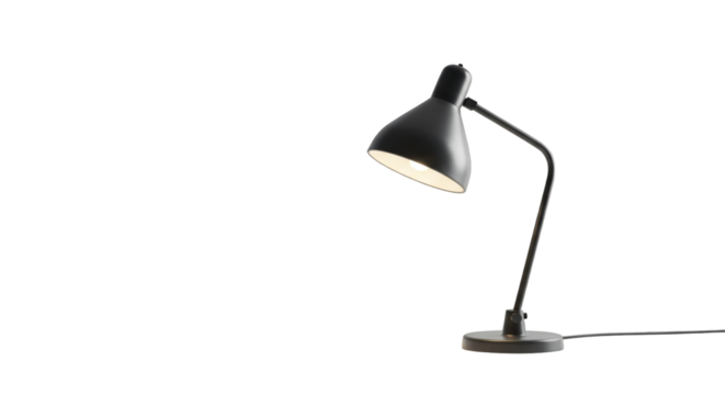 Dark gray metal desk lamp with adjustable arm.