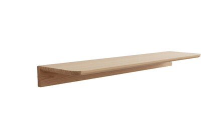 Light beige wooden wall shelf with a gently curved edge.