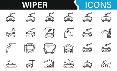 Icon set for auto care, windshield wipers, and vehicle cleaning