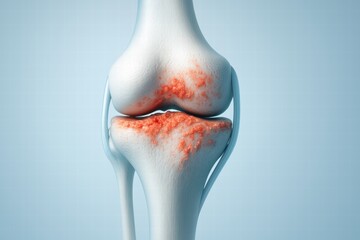 Detailed Anatomical Illustration of the Human Knee Joint Showing Osteoarthritis Progression and Joint Health Implications