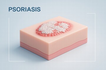 A Detailed Illustration Representing Psoriasis, Highlighting the Skin Condition's Symptoms and Characteristics in a Clinical Environment