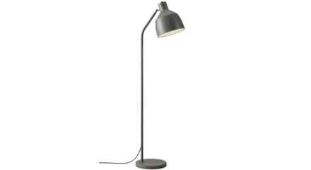 Gray floor lamp with a simple design.