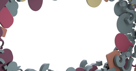 Abstract virtual postal envelopes sketch on blurry office buildings background, e-mail and marketing