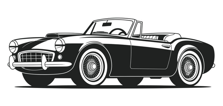 Classic Convertible Car Silhouette Vector Art - Vintage Automotive Illustration for Enthusiasts