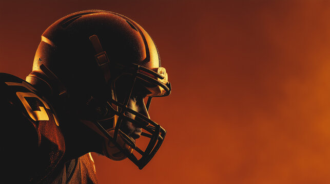 American football with shades of orange and black and very cinematic