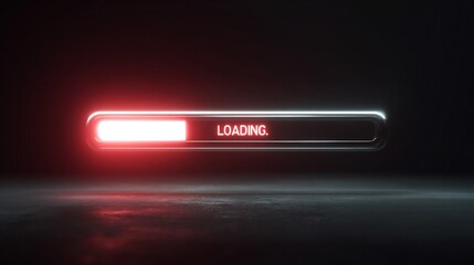 Futuristic glowing loading bar with neon lights perfect for website development