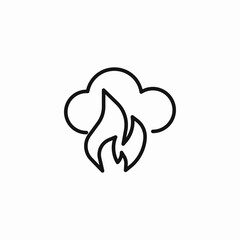 cloud fire danger icon sign vector