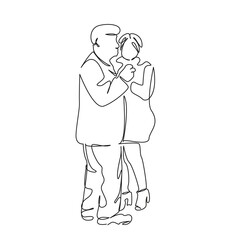 One continuous single drawing line art flat doodle dancing, retirement, happiness, fun, togetherness, man, woman, old. Isolated image hand draw contour on a white background, hand drawn, not AI