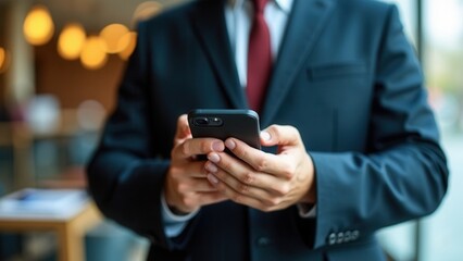 Fraud and phishing concept. Man holding mobile phone with incoming call from unknown caller. scammer or stranger, Hoax person with fake identity, Prank caller, anonymous.