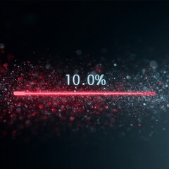 Digital Loading Progress Displayed at Ten Percent with Particle Effects and Red Bar
